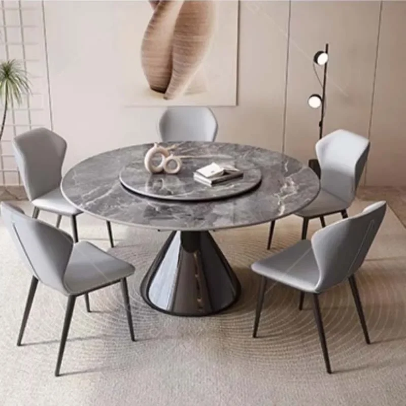 Round Turntable Dining Table Modern Legs Metal Design Luxury Table Small Restaurant Mesa Redonda Comedor Restaurant Furniture