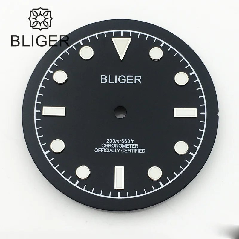 BLIGER 33mm Watch Dial  Black Grey Dial Green Luminous Fit NH35 NH36 MingZhu2813MIYOTA8215PT5000 Movement Fit 43mm Watch Case