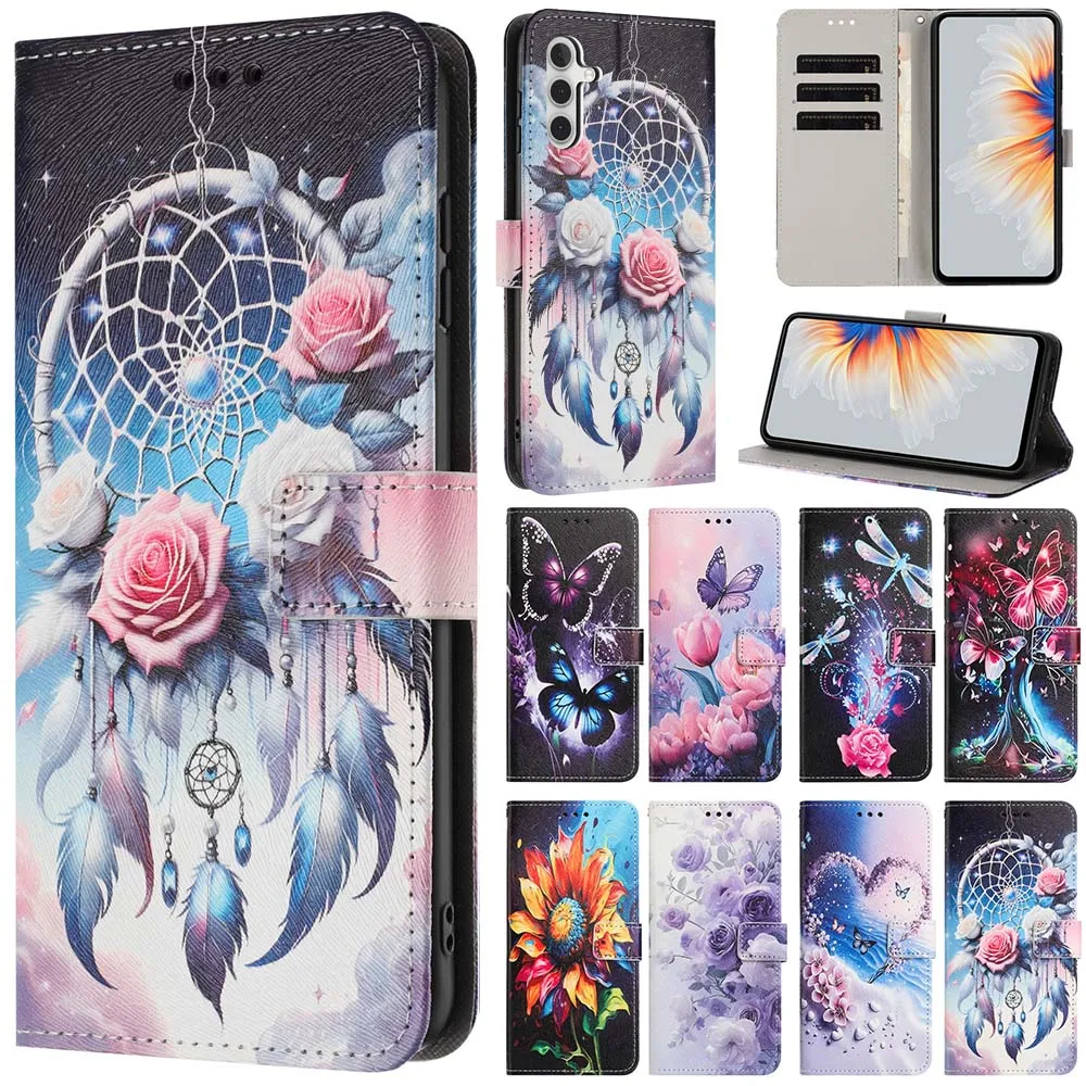 Butterfly Pattern Wallet Flip Case For Samsung Galaxy A40 A41 A42 A50 A51 A52 A53 A54 A55 A56 A70 A71 A72 M55 C55 Leather Cover