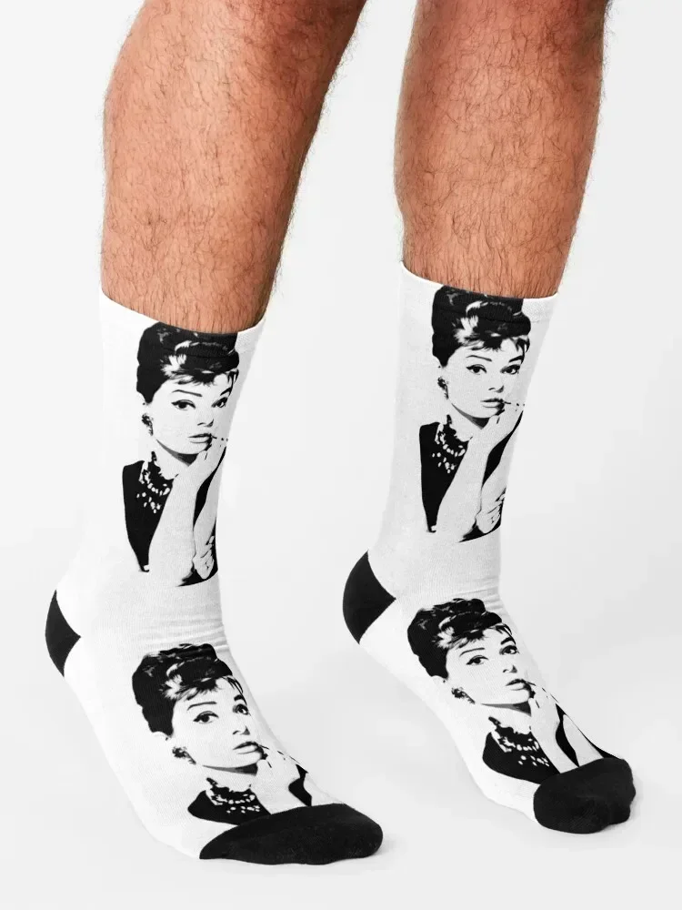 Audrey Hepburn Portrait Art Socks with print kids luxury hiphop Boy Socks Women's