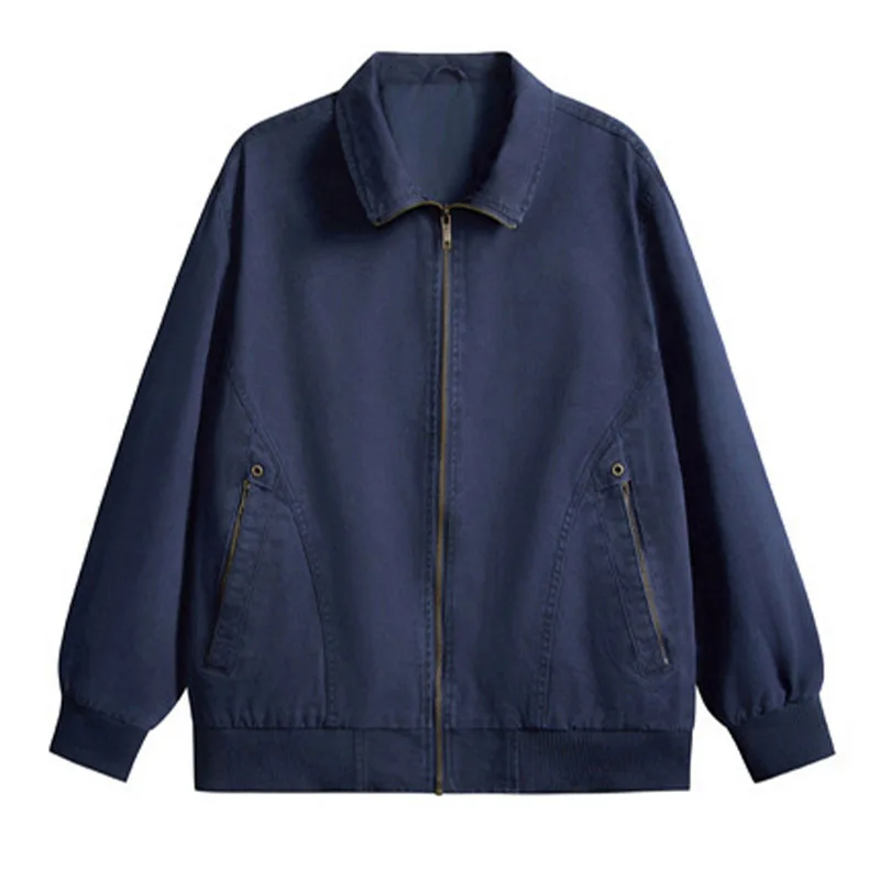 เสื้อแจ็คเก็ตสไตล์เรโทรอเมริกันสำหรับผู้ชาย ผ้าฝ้ายแท้ ทรงหลวม สวมใส่สบาย เหมาะสำหรับกิจกรรมกลางแจ้ง แต่งซิป ดีไซน์แบบวินเทจ