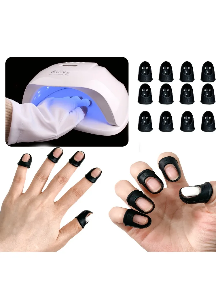

Finger cover for nail lamp 5-piece set | Complete black silicone gel cover for nail lamp application