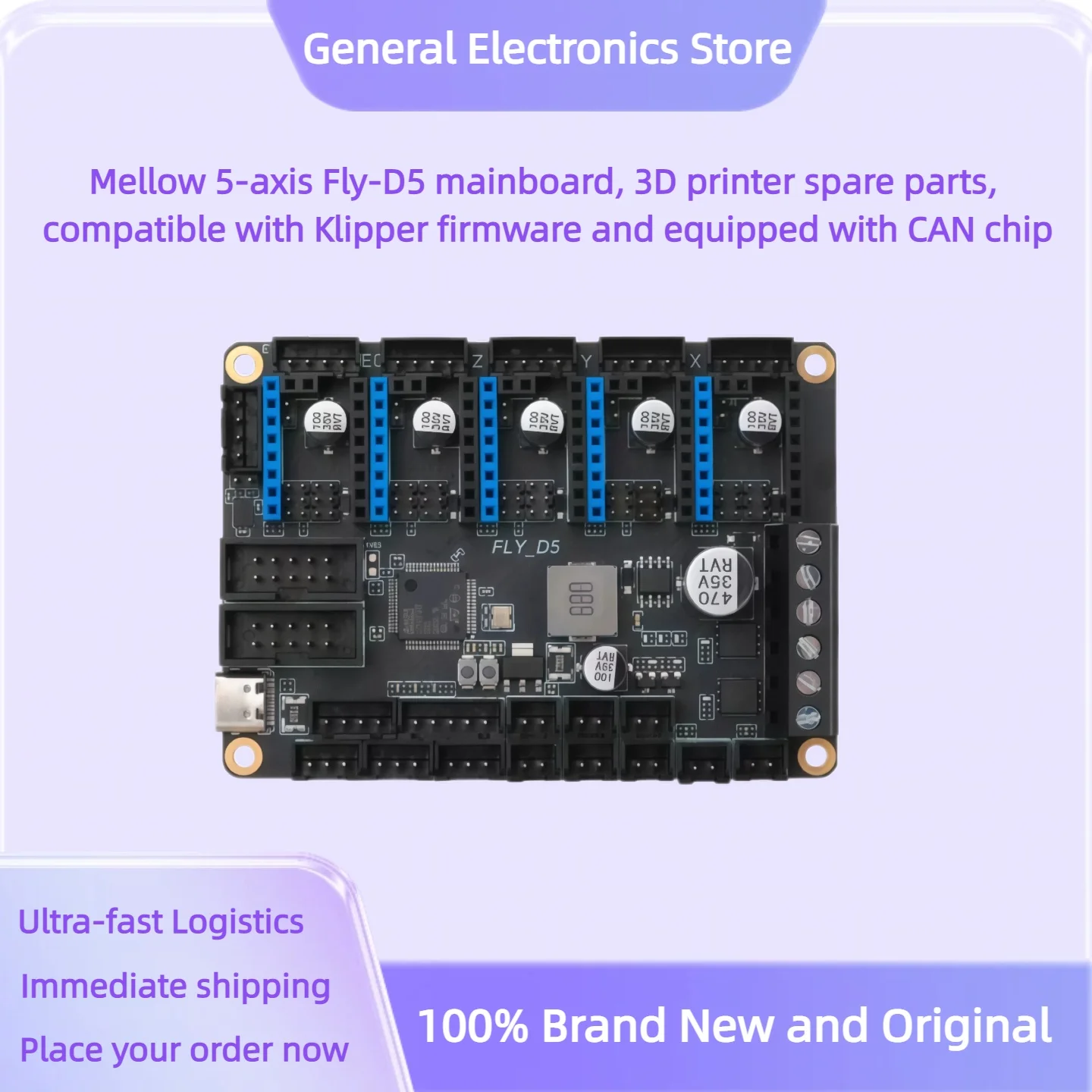 Mellow 5-axis Fly-D5 mainboard, 3D printer spare parts, compatible with Klipper firmware and equipped with CAN chip