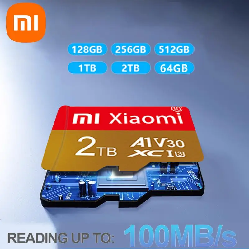 Xiaomi-tarjeta de memoria Micro para teléfono móvil, de 2TB tarjeta TF, A2 V30, alta velocidad, 32GB, 1TB, 128GB, 512GB, 256GB, 100 MB/S, almacenamiento de datos de imagen para cámara