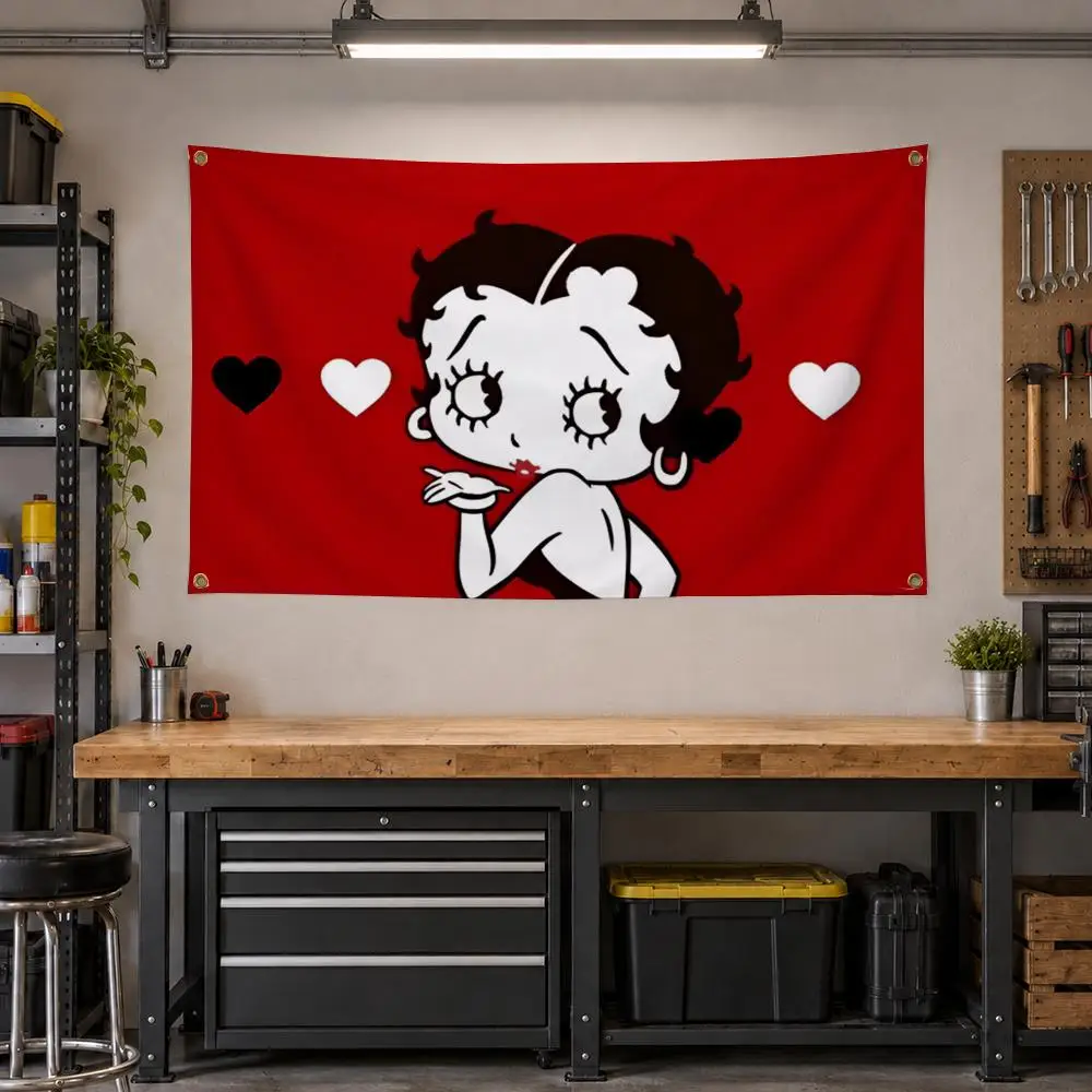 Cartoon Betty Boop Retro Pinup Icon Flags Personalized Banner Flag Room Dorm Camping Picnic Garage Bar Outdoor Wall Decor