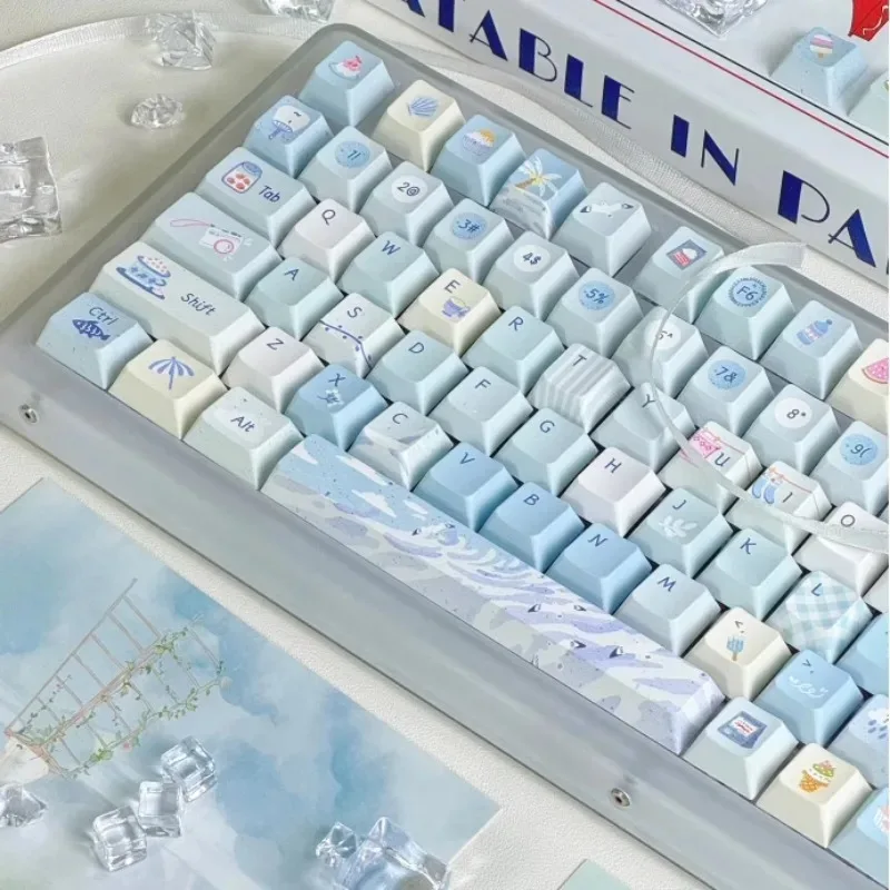 Capuchons de clavier personnalisés faits à la main, thème d'été, sublimation PBT, aucun profil SOA, cadeaux de clavier mécanique, 147 touches, originaux