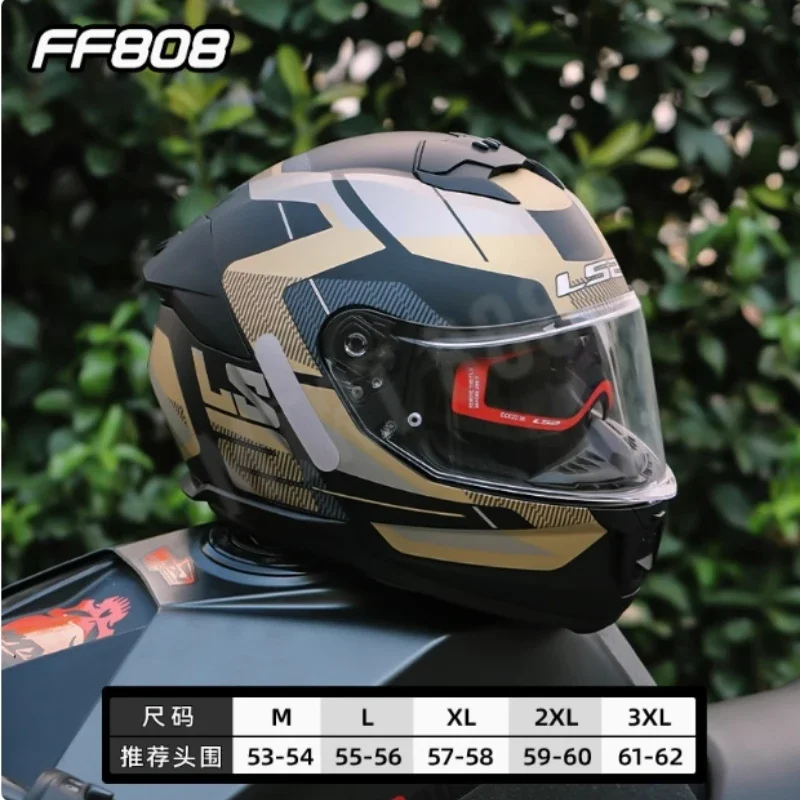 LS2 Full-face Motorcycle Helmet for Men and Women Pin Lock Dual-lens Racing Motorcycle Helmet  All-season Kart 4XL63-64CM