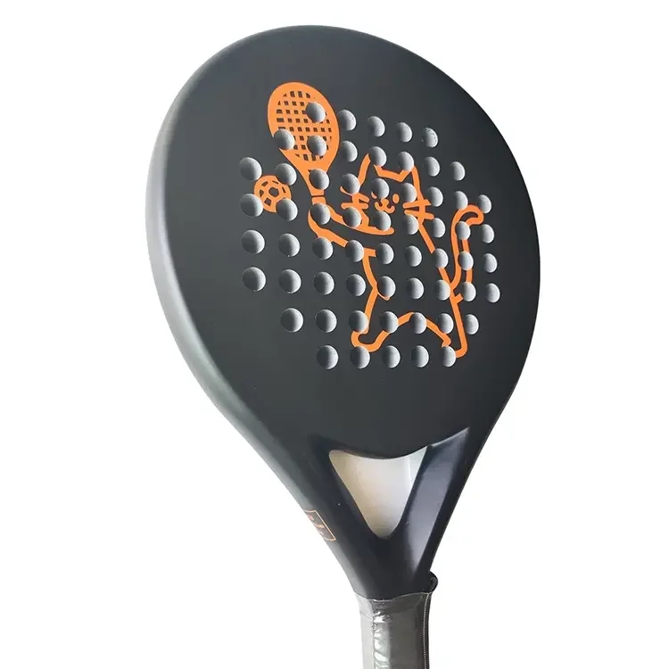 Premium Carbon fiber material 18K padel racket, round sandy textured surface, custom logo service, delicate hitting touch and pr