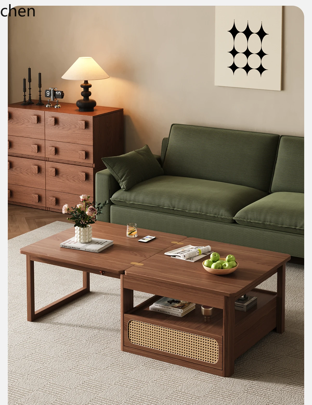 all solid wood coffee table dining table dual-purpose two-in-one can lift living room home