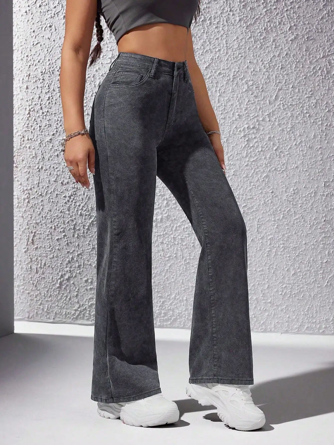 Jeans de Cintura Alta y Pierna Ancha para Mujer, Pantalones Vaqueros Lavados Estilo Y2K, Ropa Casual de Calle