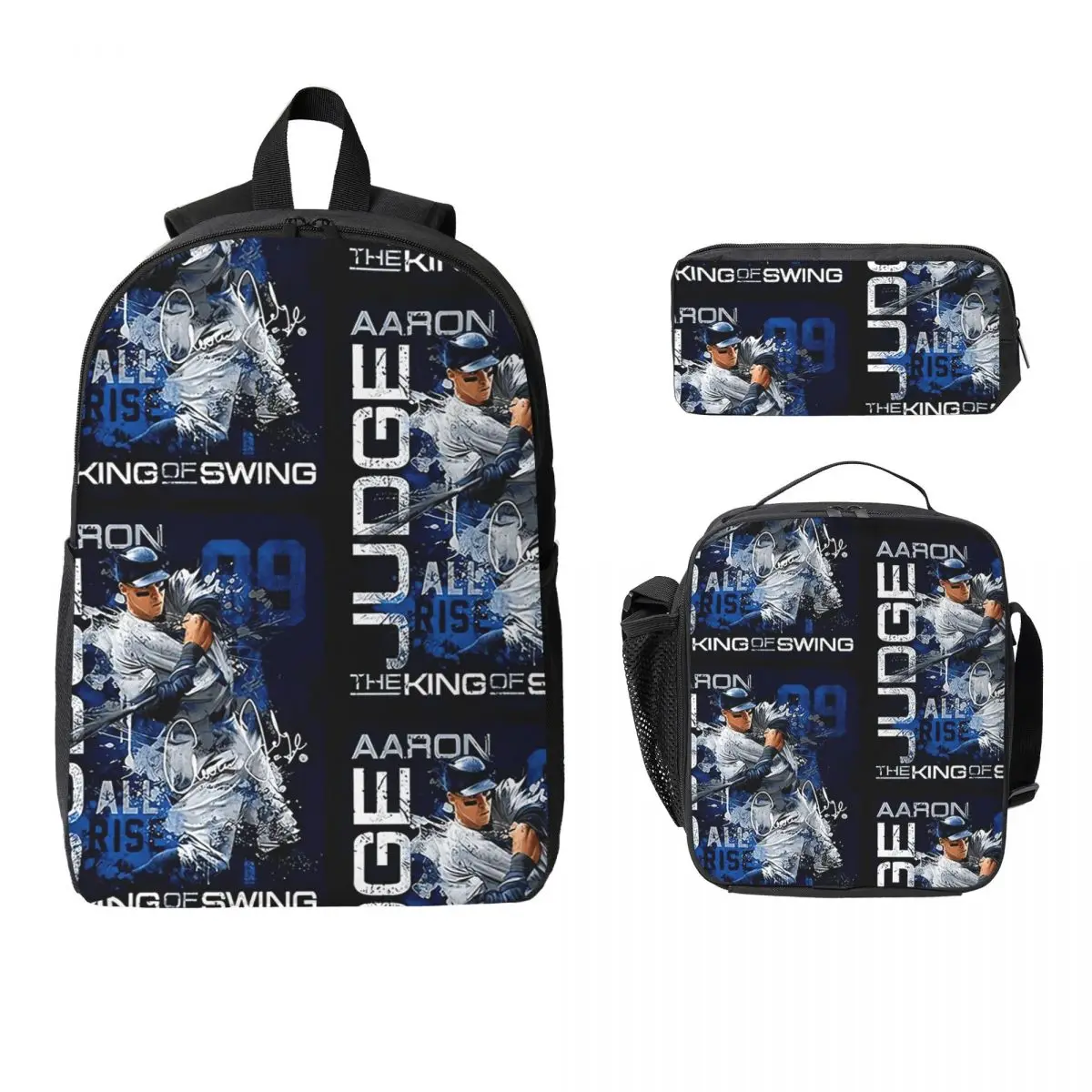 

Винтажный рюкзак Aaron Judge, студенческая сумка для книг для мальчиков и девочек, школьная сумка, сумки на плечо для ноутбука, изолированная сумка для обеда 3 шт., пенал