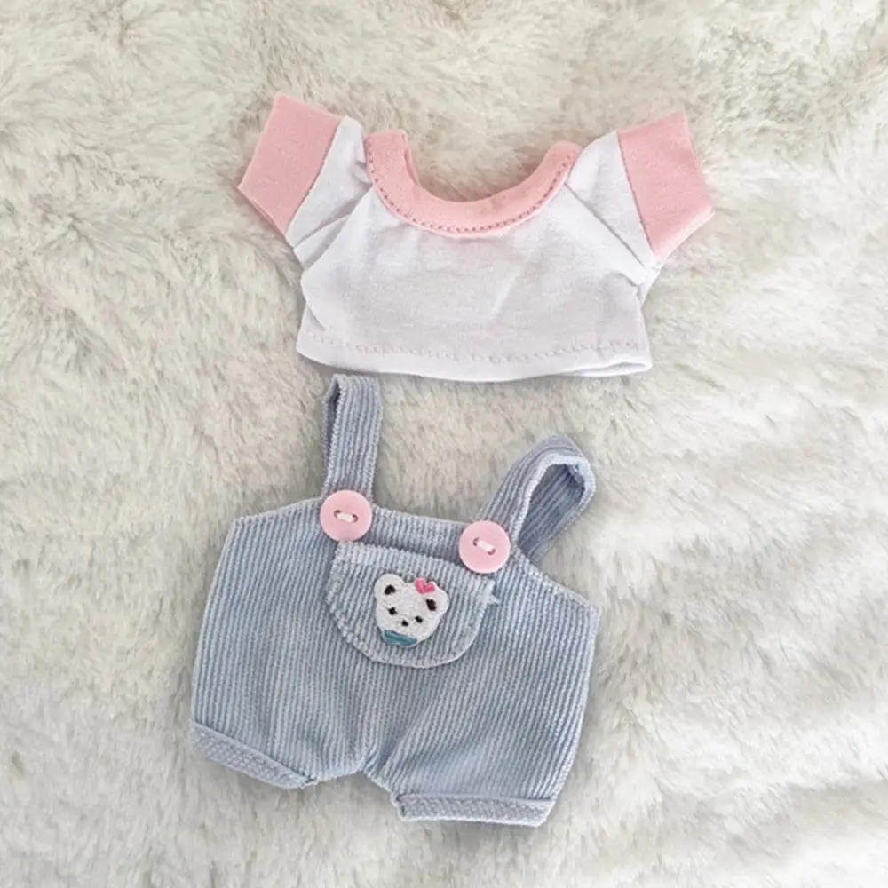 15cm/20cm Puppen kleidung lässig T-Shirt Overalls Jeans Outfit Baumwoll puppe Overalls Anzug trägt Puppen Kleidung Accessoires – Detail 17