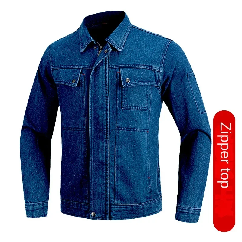 Denim Overalls Set Customized Spring and Autumn Labor Insurance Clothes Wear-resistant and Dirt-resistant Electric Welding,