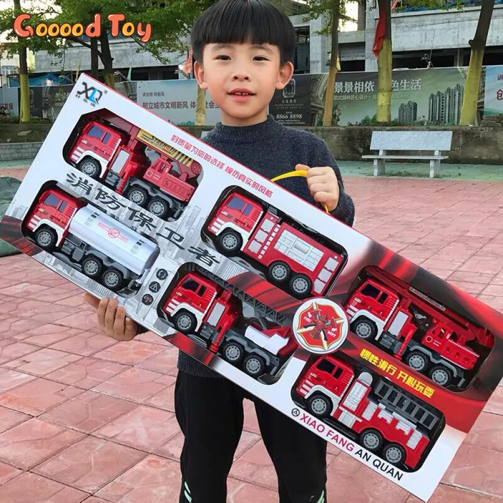 Kids Toy Fire Truck Car Toys Children\'s large fall-resistant Car toy set ladder truck engineering truck toys for boys kids Child