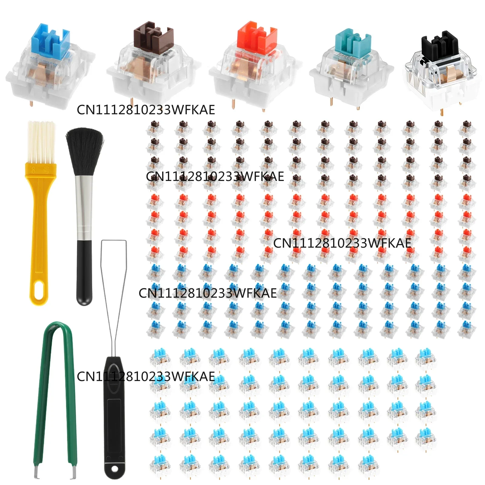 150/50psc Keyboard Switches 3-Pin Clicky Tactile Mechanical Keyboard Clicker DIY Replacement Kit with Switch Puller & Brush