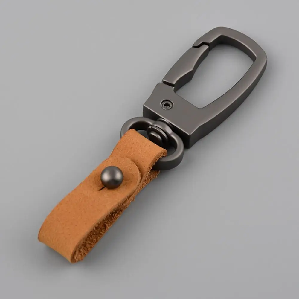 Genuine Leather Car Keychain Heavy Duty with Zinc Alloy Ring Metal Key Fob Anti-lost Universal Car Key Chains Men and Women