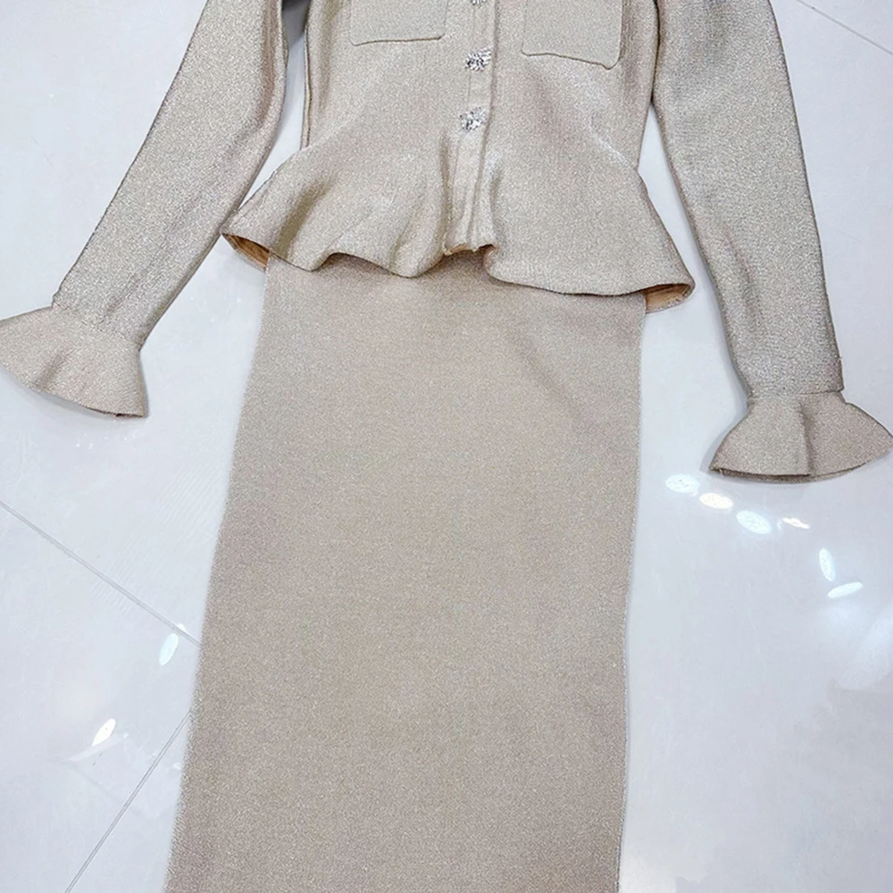 TWOTWINSTYLE – robe élégante pour femmes, couleur unie, Slim, col rond, manches longues, taille haute, boutons épissés, Chic, KDR554326