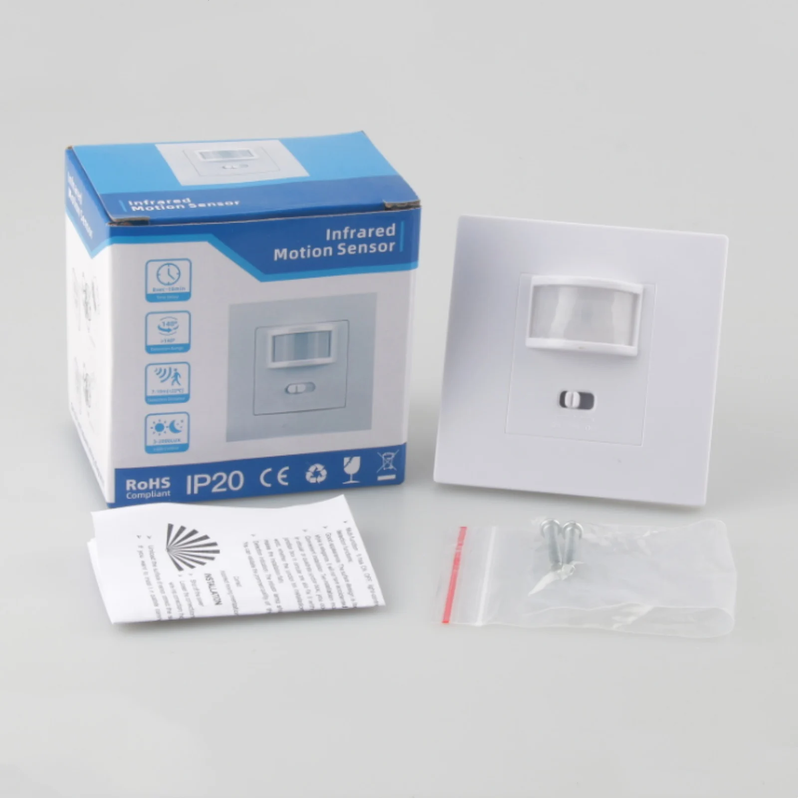 Auto Ceiling Mount Infrared PIR Motion Sensor Switch AC100-240V Adjustable Time Delay & Light Control, for LED/Incandescent Lamp