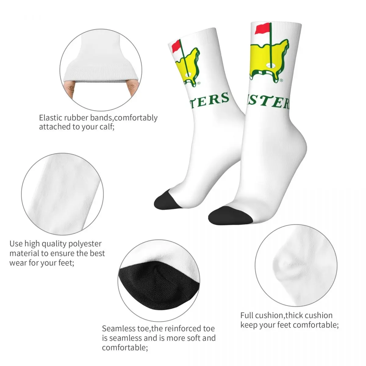 All Seasons Crazy Design Women Men Golf Masters Tournament Logo Crew Socks Product Sports Socks Comfortable Best Gifts