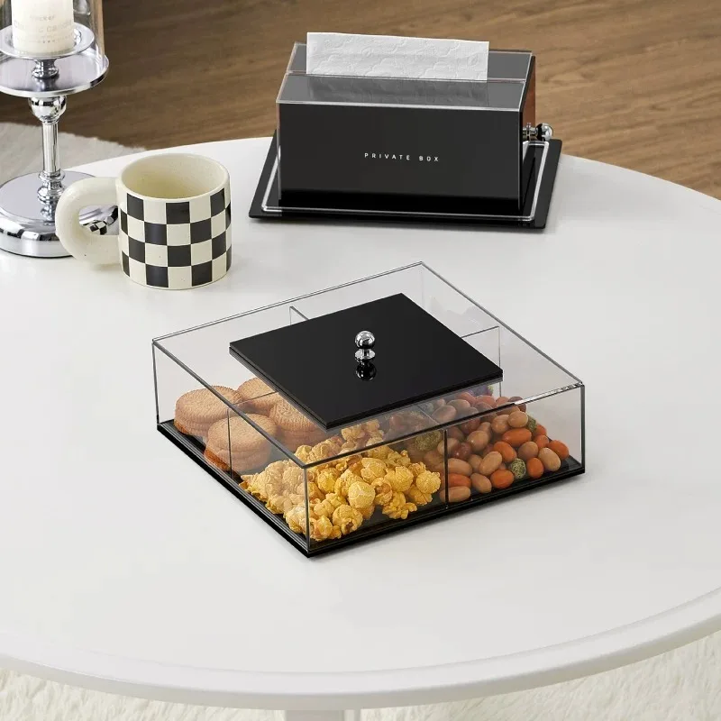 Snack Organizer Box Acrylic Storage Boxes Luxury Living Room Organization Case Transparent Organizing Cases with Lid Furniture