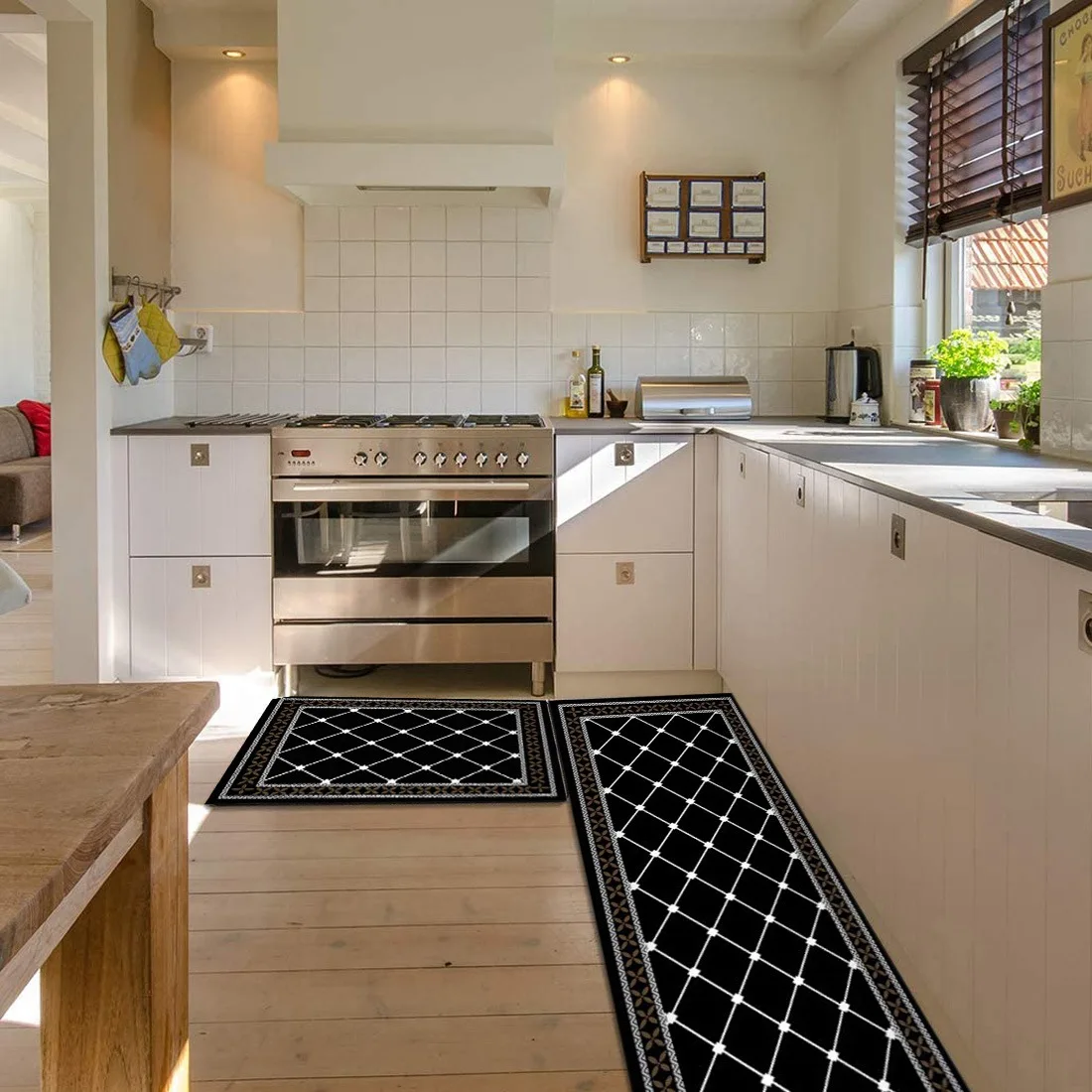 YANA50I 2 Pieces Thick Cushioned Kitchen Floor Mats Set Heavy Duty Comfort Standing Mats Waterproof Kitchen Runner Mats