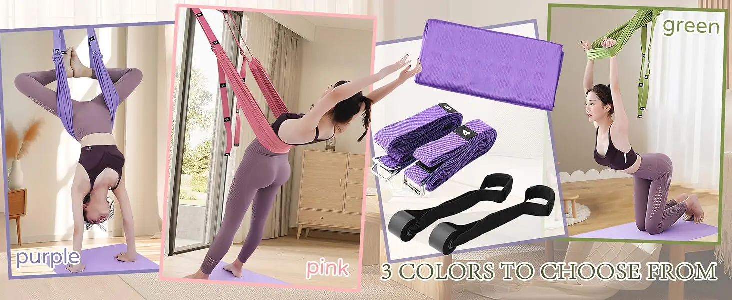 Yoga-Dehngurt für Aerial Pilates und Fitness-Training, Hängematte-Dehnungstrainer mit Türanker, Gymnastikgürtel für den Heimgebrauch – Detail 1