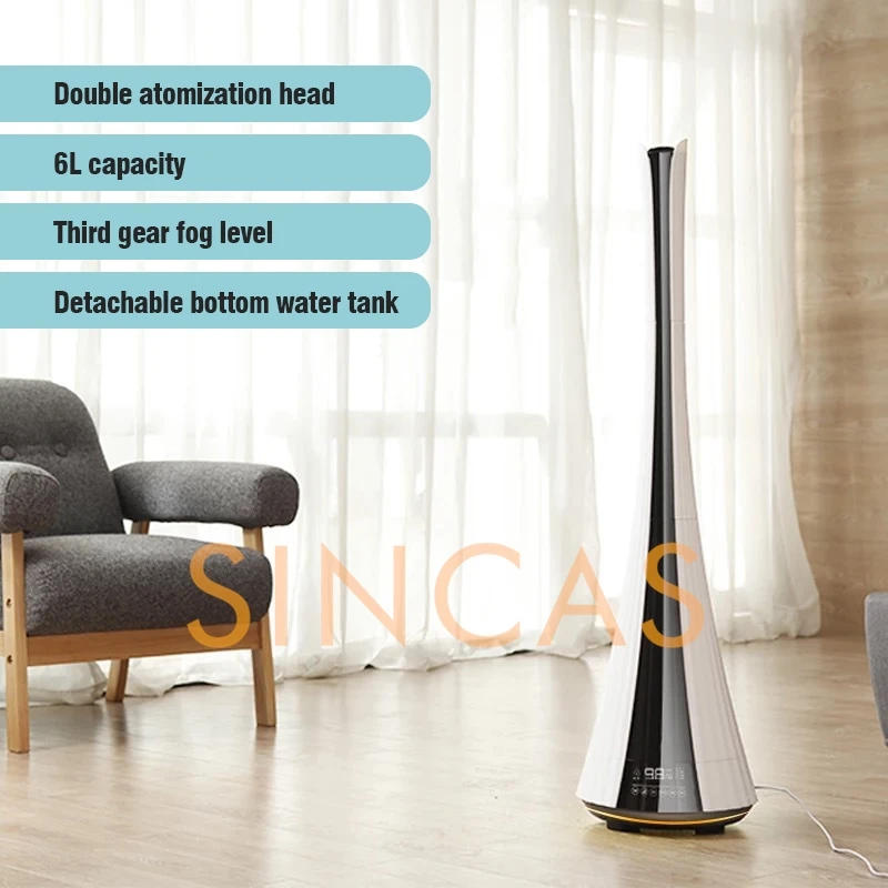6L Electric Humidifier Floor-type Air Purifier Mist Maker Intelligent Remote Control Touch Screen Adjustable Aromatherapy Fog UV