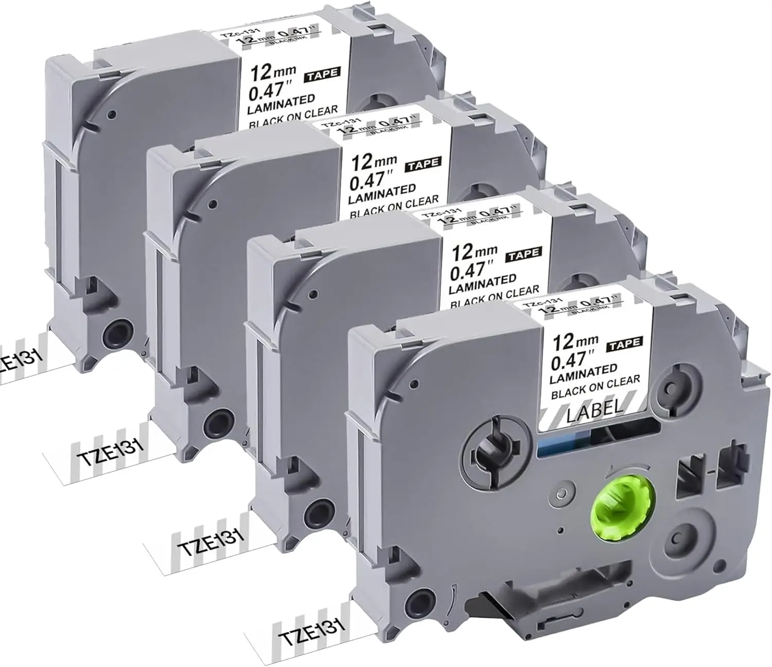 

Лента для этикеток Brother, 12 мм, 0,47 дюйма, прозрачная, ламинированная, черный текст на прозрачном фоне, 4 упаковки