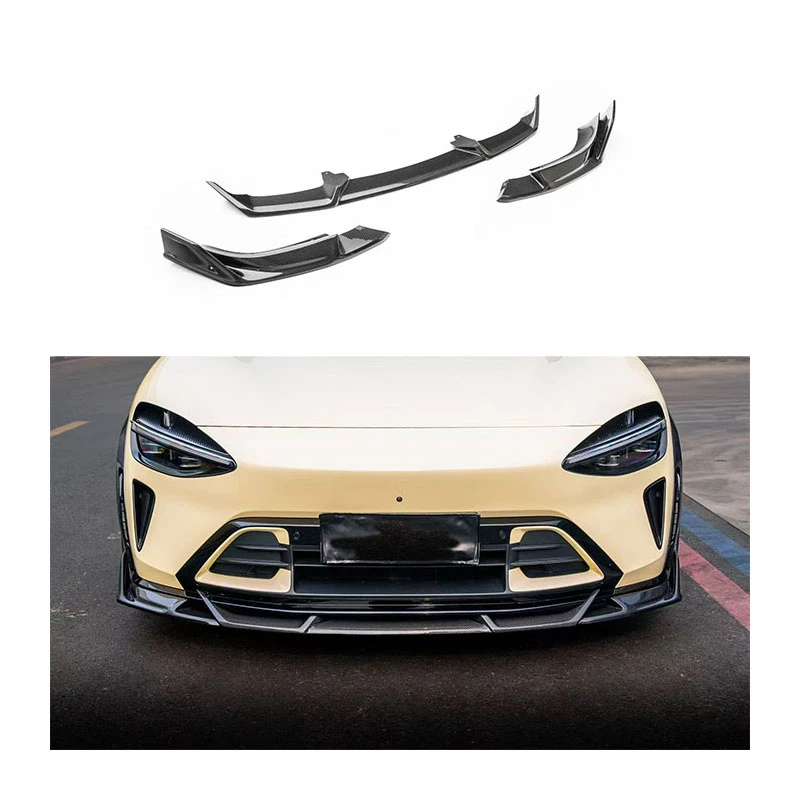 High Quality New  Dry Carbon Fiber Body Kit Bumper Front Lip With Exhaust Cut‑Outs Exterior Modification Parts