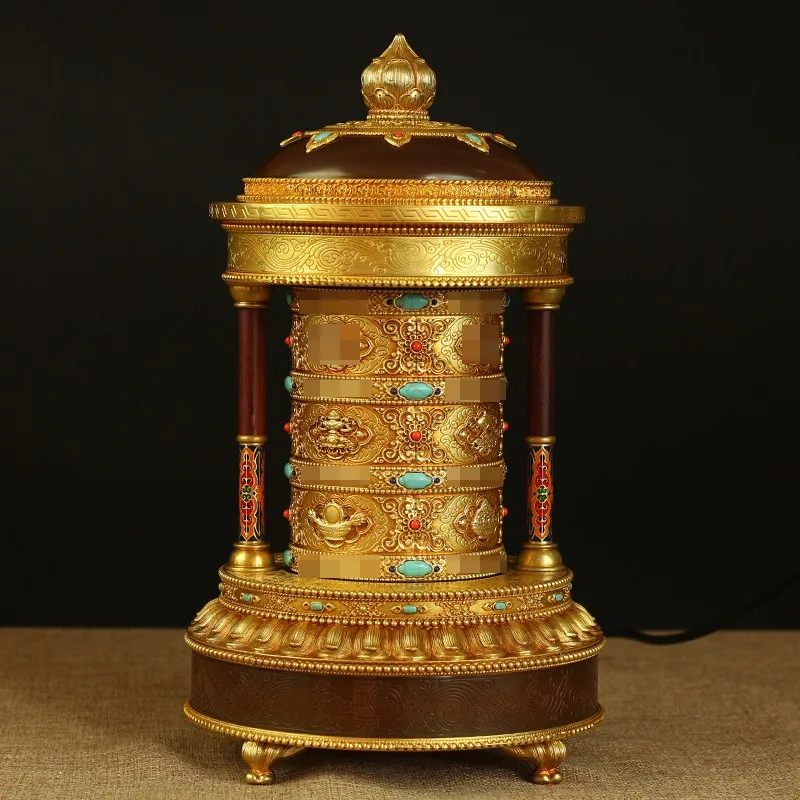 Pure copper electric rotating ornament Xizang household Huibao exquisite workmanship Buddha front home ornament