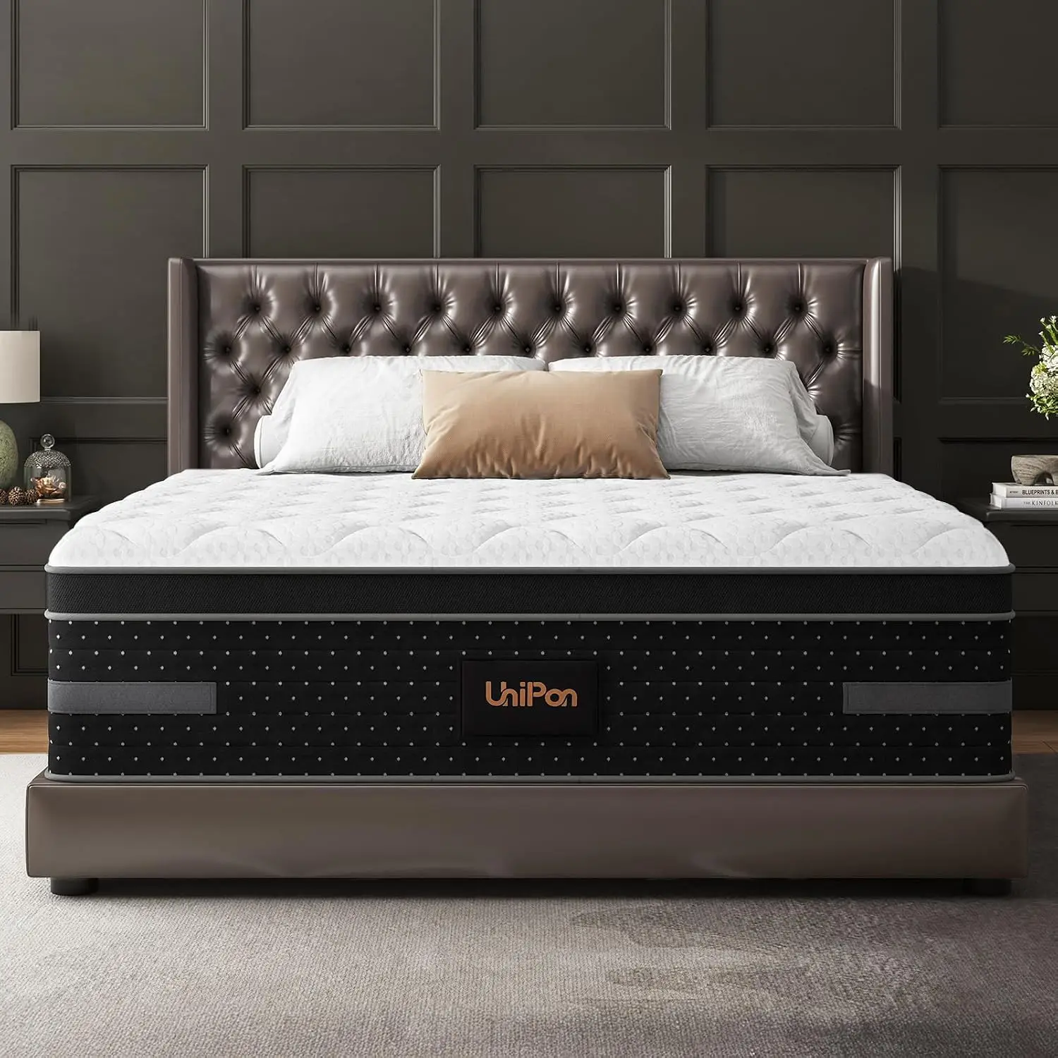14 Inch Firm King Mattress, Hybrid Mattress in a Box for Zoned Pressure and Back Pain Relief, Deep Sleep Mattresses