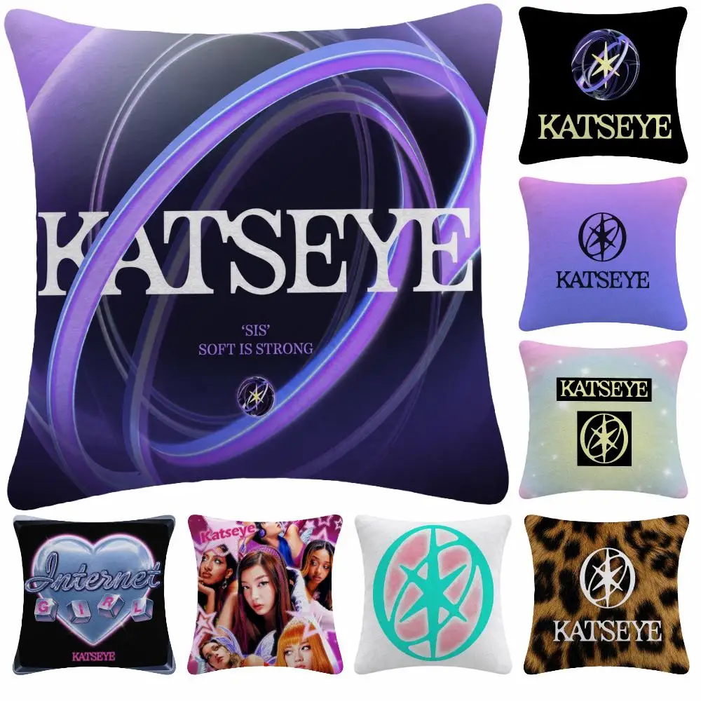 Music Girl Group K-KATSEYE Cushion Cover Soft Plush Decorative Sofa Bedroom Living Room Car Dorm Home Decor Gift