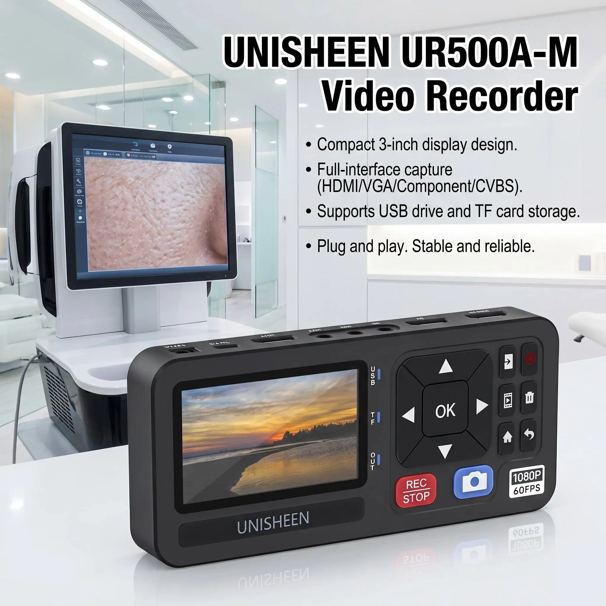 UNISHEEN UR500A-M 1080P Digital Converter HDMI CVBS VGA YPBPR Inputs Portable Video Recorder view 4
