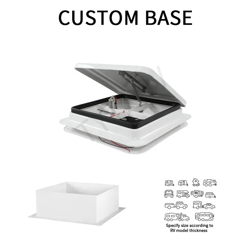 TYTXRV Caravan Accessories 14inch DC12V 420X420mm RV Roof Vent Manual Control Simple Singe Fan Exhaust Fan White Lid RV Parts view 3