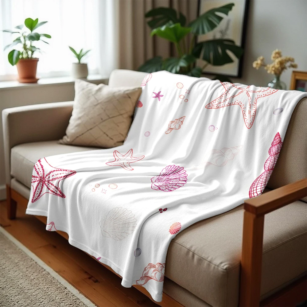 Blush Shell Anime Cartoon Flannel Blanket Soft Warm Throw for Bedroom Sofa Car Kids Holiday Gift