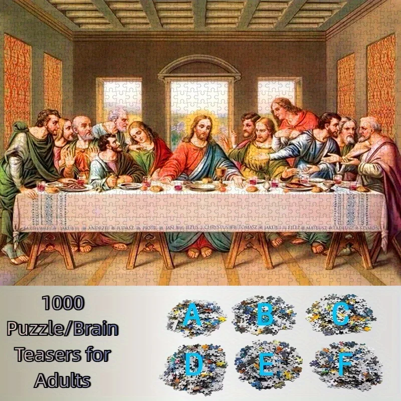 

1000pcs DIY Paper Puzzle of The Last Supper (Jesus, Christianity, Religious Art) Made from High-Quality White Cardboard, Suita