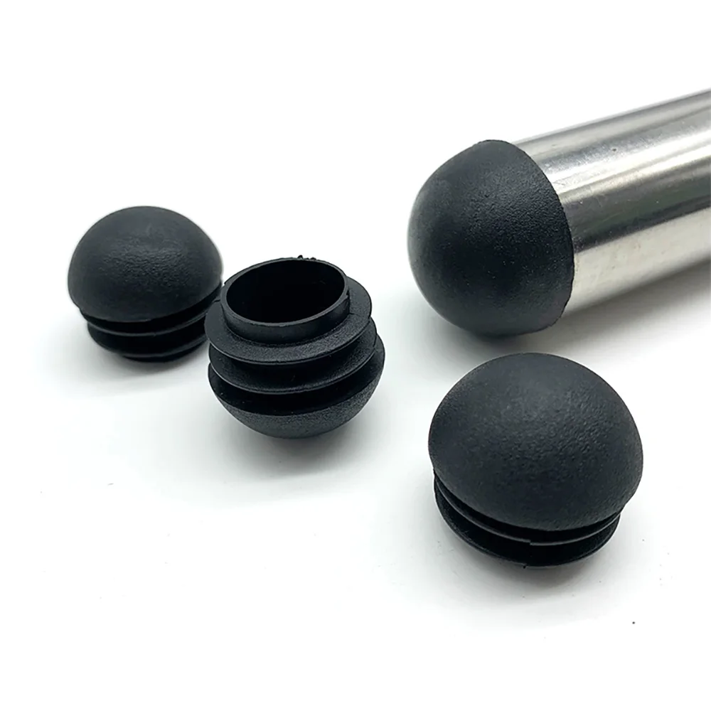 10pcs Furniture Steel Pipe Round Rubber Insert Plug Black End Caps Tube Spherical Head Chair Leg Caps Tube Hole Plugs Dust Cover