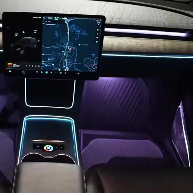 

Customizable Dashboard LED Strip Lights For Tesla Model 3/Y Waterproof Multicolor Ambient Lighting Voice Control DIY Modes Auto