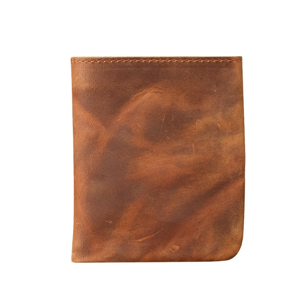 1141 Men's Crazy Horse Genuine Leather Wallet Retro Vertical Zipper Money Clip Layer Cowhide Minimally Used Wallet