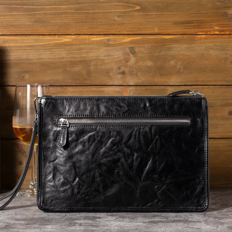 جلد طبيعي رجال الأعمال مطوي حقيبة صغيرة عالية الجودة أعلى درجة جلد البقر الذكور حقيبة يد محفظة طويلة رجل حقيبة حافظة للبطاقات #6