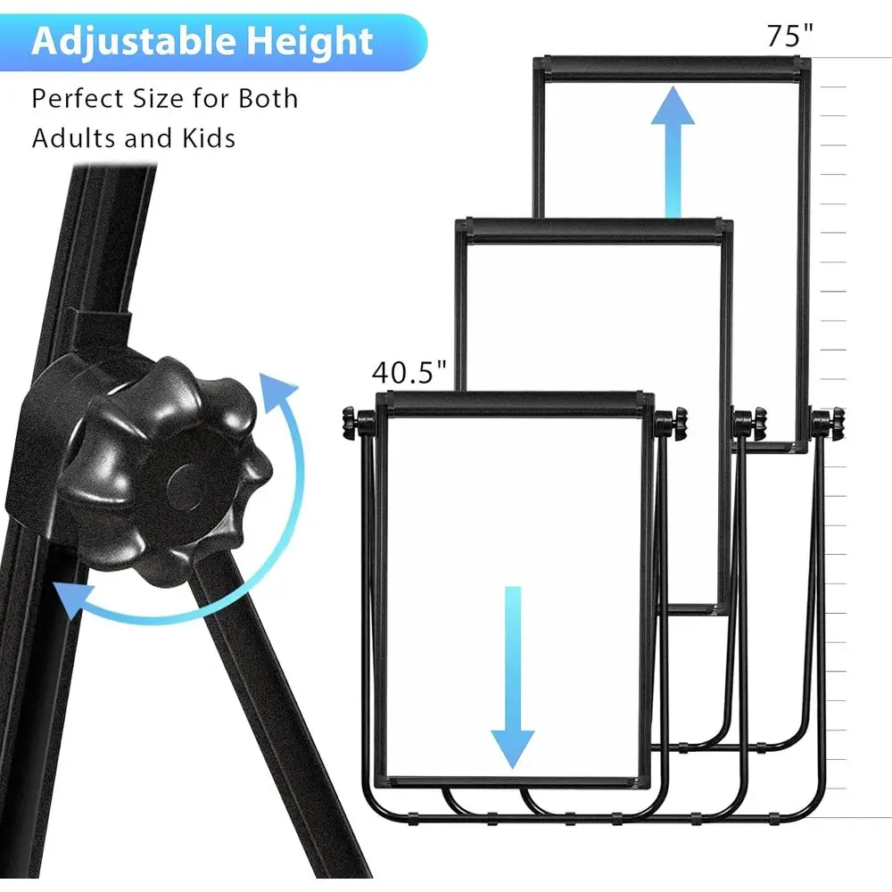 لوح مسح جاف مغناطيسي مزدوج الجوانب، حامل رسم بياني محمول مقاس 40 × 28، مثالي للاستخدام في المكتب في المنزل والفصول الدراسية #2