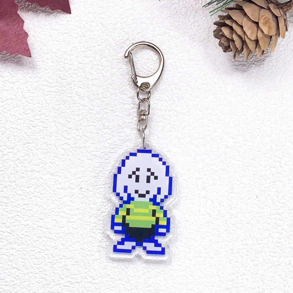 1/16Pcs Game Figures Undertale Car Keychain Accessories Acrylic Cute Charms Pendant For Bag Funny Key Holder Backpack Decoration