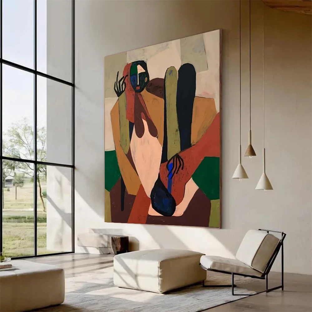 

100% Handmade Abstract Oil Painting On Canvas Picasso style figures Wall Art Picture Big Mural For Home Living Room Decor Image