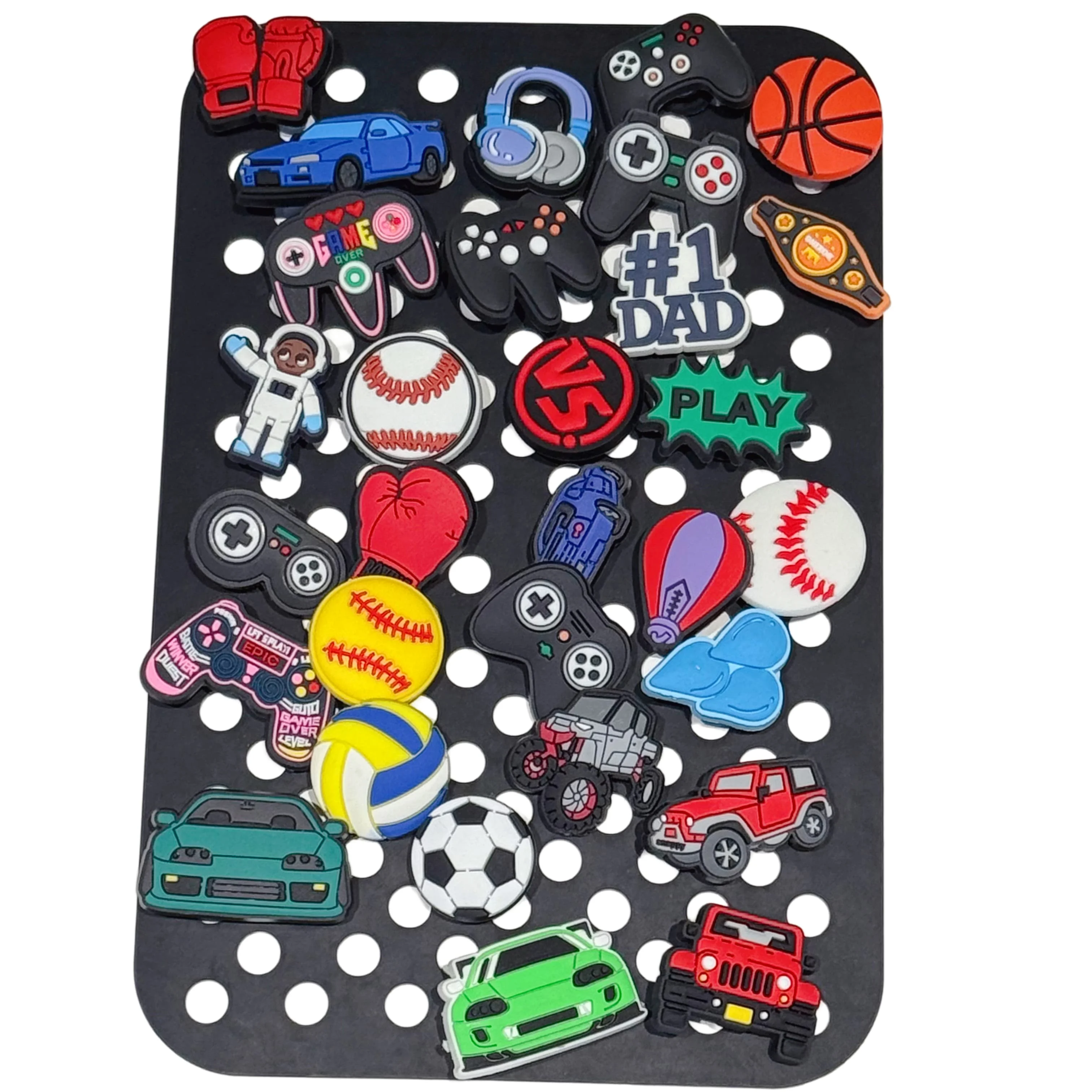 12-100Pcs Mix Baseball Game Controller PVC Shoe Buckle Charms Boxing Gloves Kids Designer Sandal Accessories