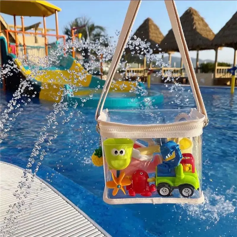 Simple Leisure Travel See-Through Crossbody Pvc Swimming Waterproof Children's Beach Play Handbag Sand Bag Woman