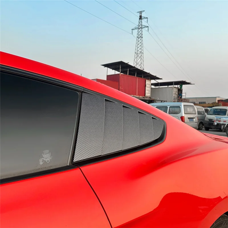 

Car Rear Triangular Window Louvers Shutters Blinds Cover Trim For Ford Mustang MK6 2015-2023 Carbon Fiber