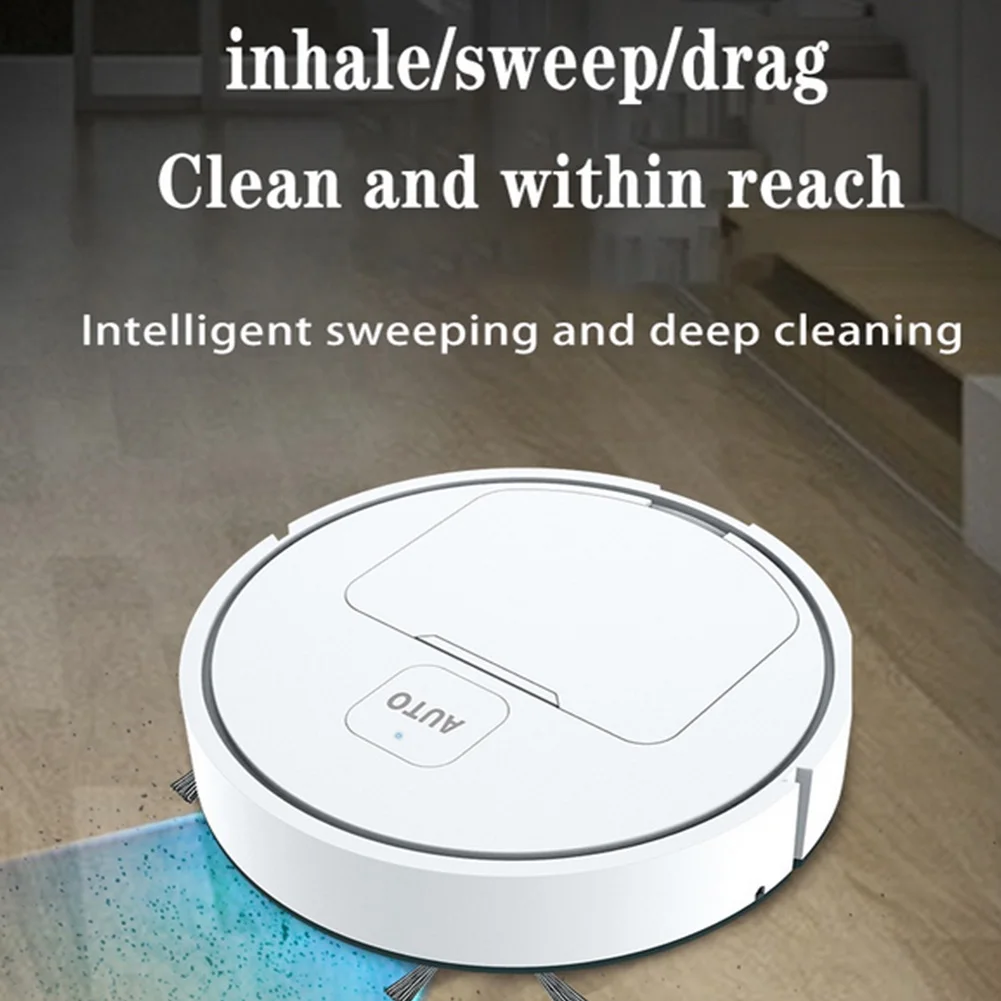 3-in-1 Robot Vacuum Cleaner USB Rechargeable 1000Pa Suction Sweeper Robot 75 Min Runtime for Home Floor Washing Carpet Pet Hair