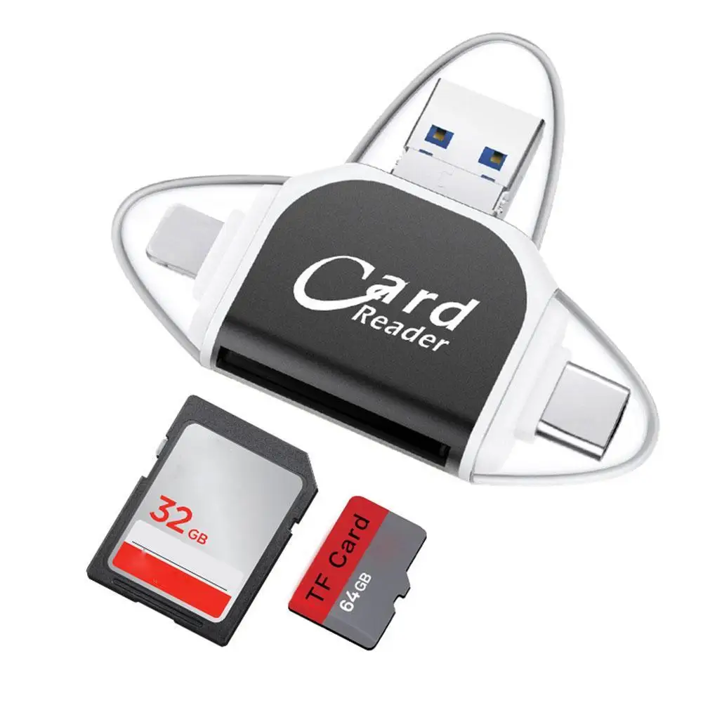 USB 2.0 OTG 메모리 카드 리더 어댑터, 범용 마이크로 USB TF SD 카드 리더, PC 전화 컴퓨터 노트북용, 4 in 1, 1 개/세트, 신제품