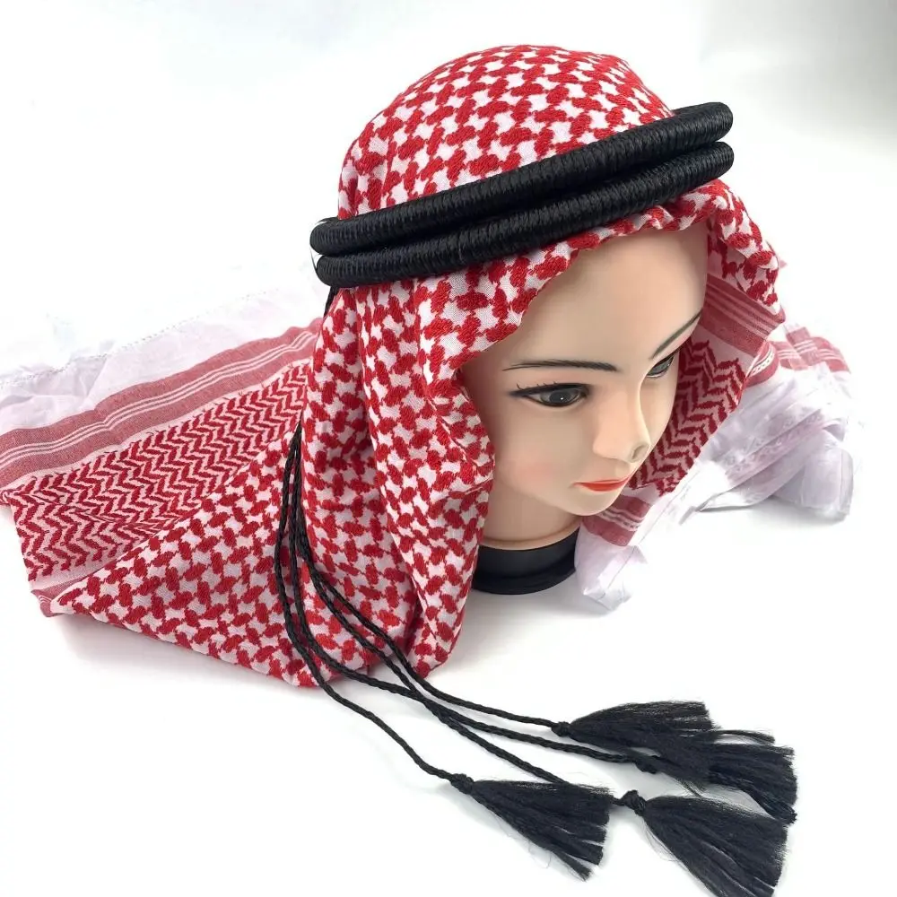 

Unique Arabian Headband Adjustable Size Traditional Arab Shemagh Tassels Black Head Neck Scarf Arabian Accessories