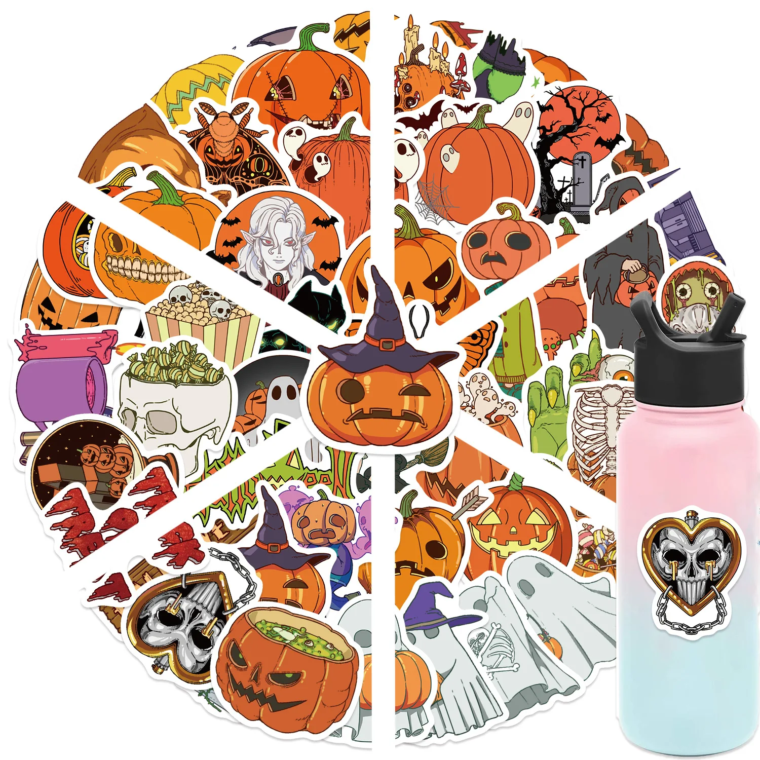 

10/30/50PCS Cartoon Scary Halloween Ghost Pumpkin Sticker DIY Phone Laptop Luggage Skateboard Graffiti Decals Fun for Kid